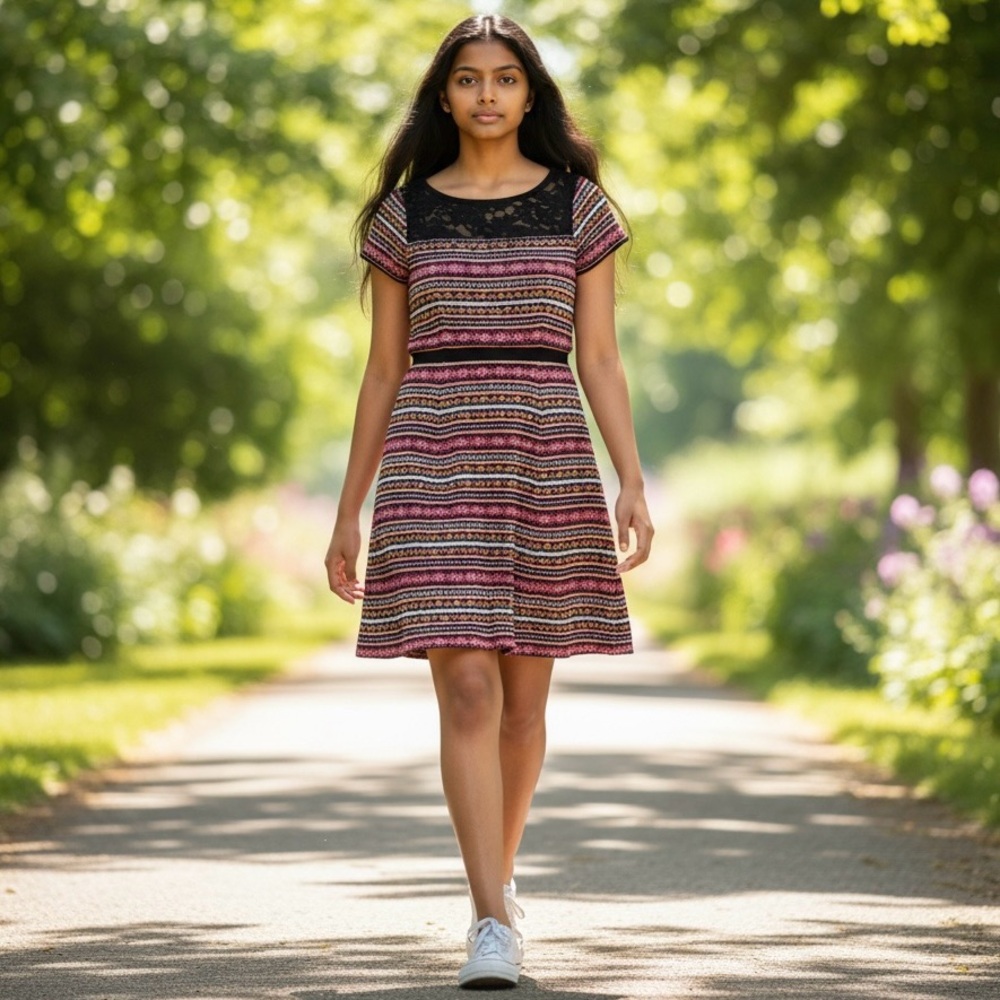 Anthropology Sparrow Fair Isle Sweater Dress Lace Yoke Lambs Wool Cashmere Sz M
